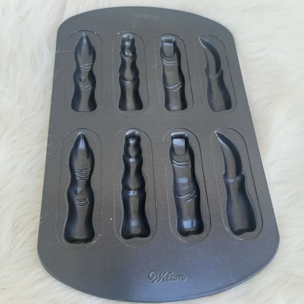 Wilton Halloween Party Monster Witch Skeleton Fingers 8 Cavity Cookie Candy Pan